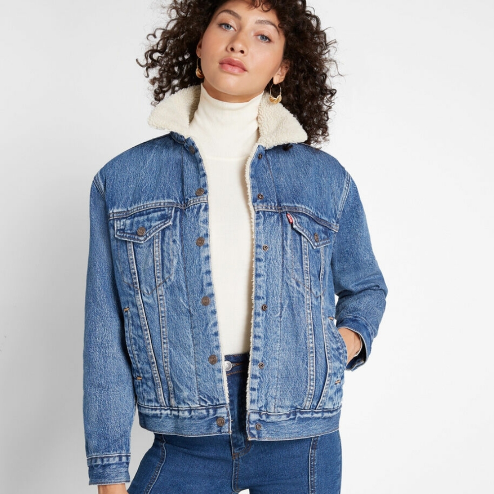 Levi's Ex BF Sherpa Lined Denim Trucker Jacket